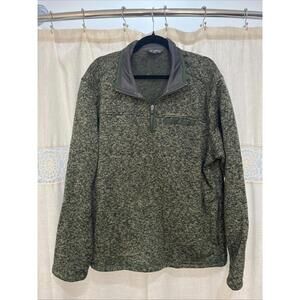 Eddie Bauer Mens Shirt XL Fleece Pullover 1/4 Zip Pocket Green Long Sleeve